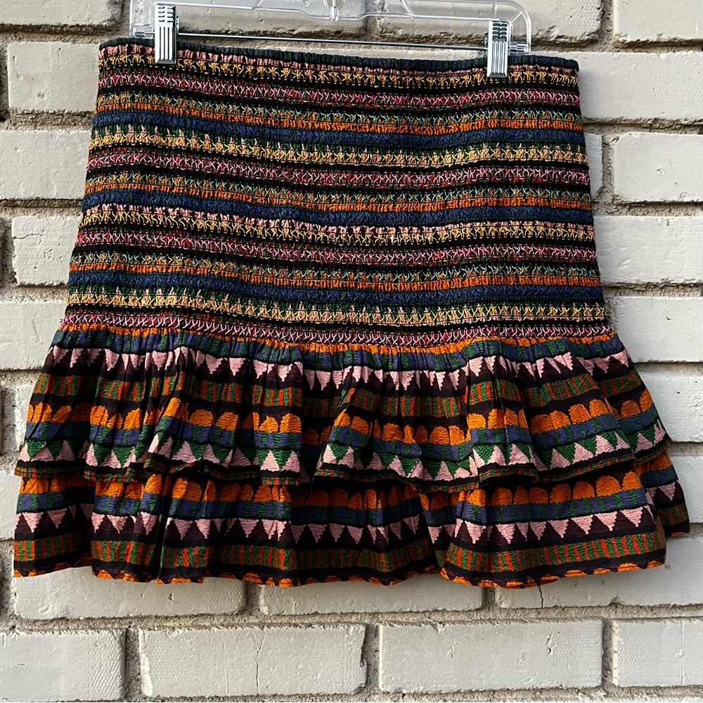 NWT Farm Rio Graphic Toucans Stripe Mini Skirt in Multi - Size XL